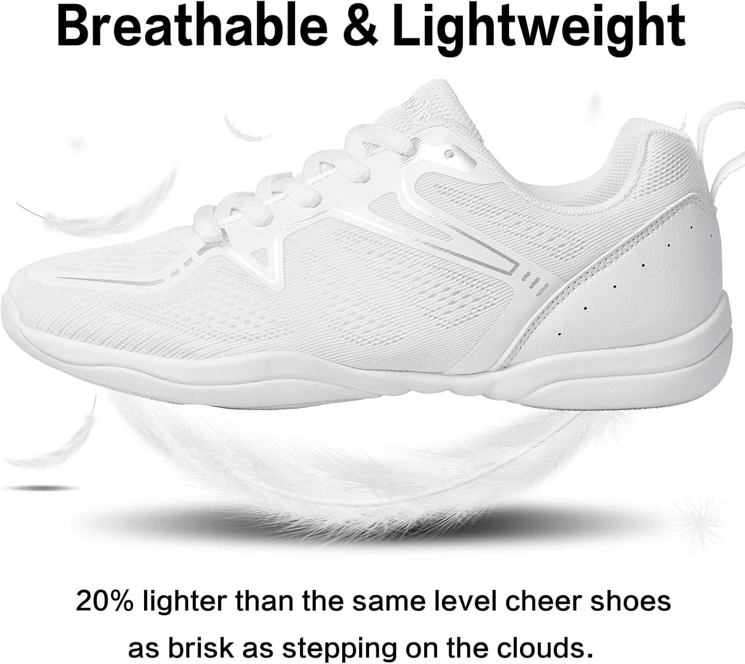 Cheer Shoes for Youth Girls White Cheerleading Athletic Dance Shoes Tennis Sneakers for Competition Sport Training