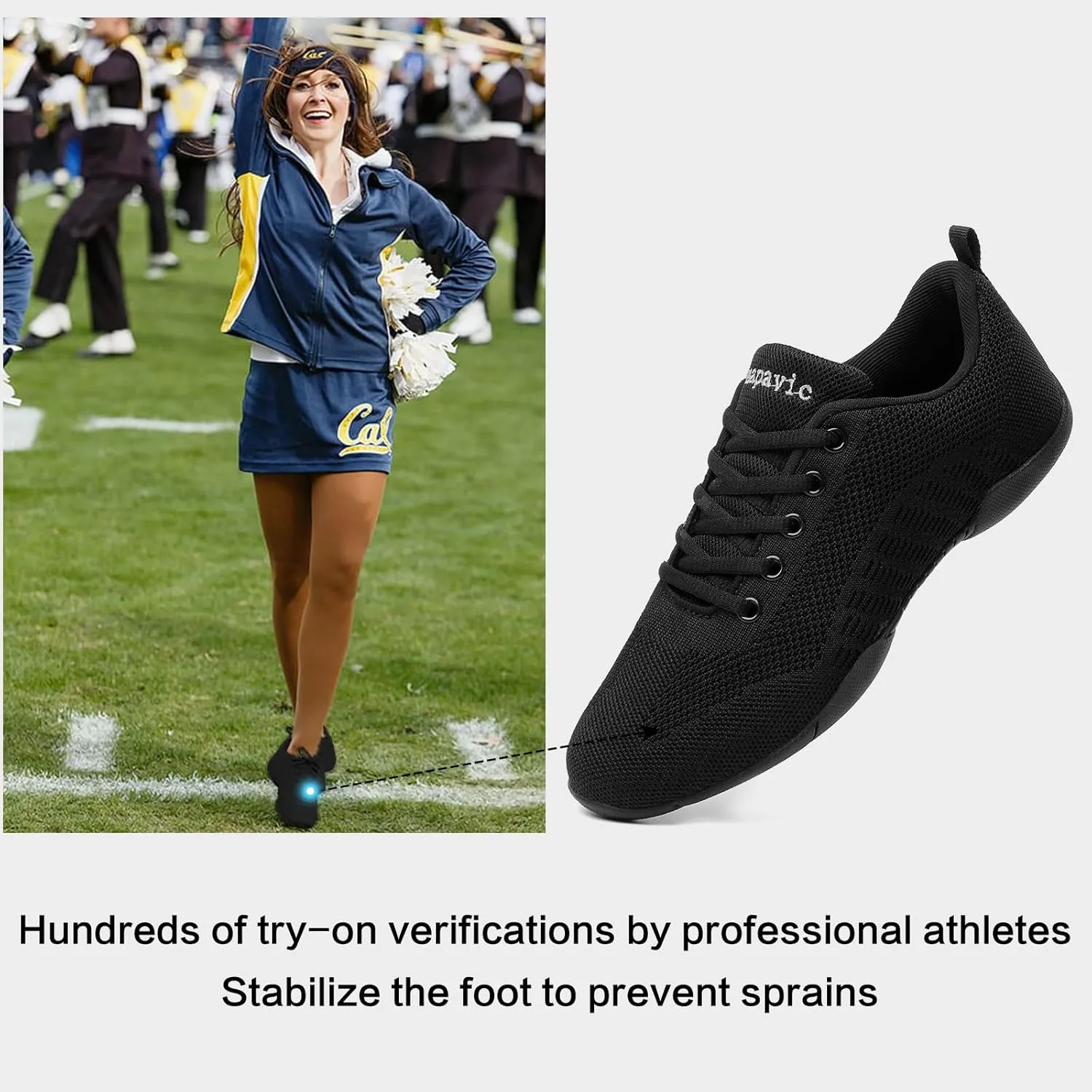 Cheer Shoes for Youth Girls White Cheerleading Athletic Dance Shoes Tennis Sneakers for Competition Sport Training