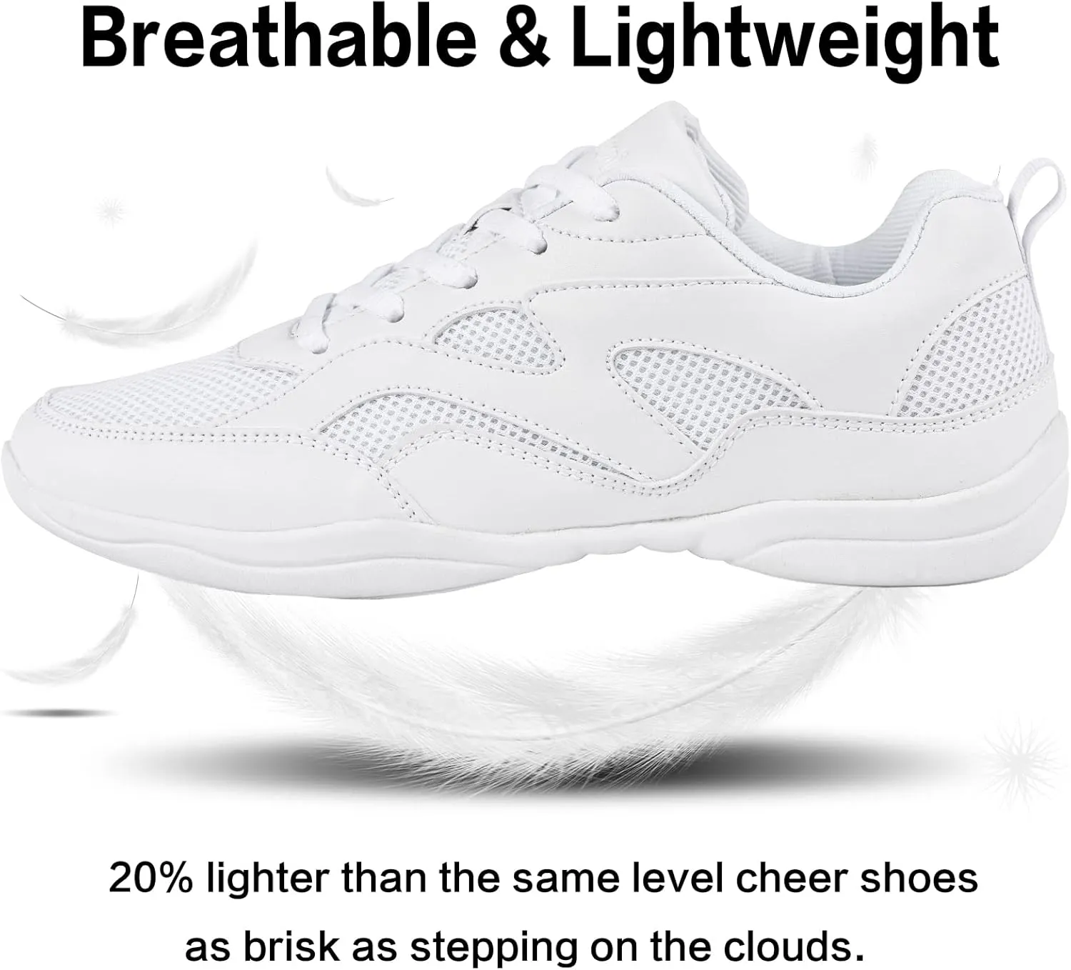 Cheer Shoes for Youth Girls White Cheerleading Athletic Dance Shoes Tennis Sneakers for Competition Sport Training