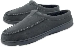 Clarks Men's Open Back Suede Sherpa Lined Clog Slippers, JMH2062 - Indoor/Outdoor Slip-Ons - Comfy & Durable Slides with Soft Plush Lining Cushioned Footbed & Gripped Rubber Outsoles (9 M US, Grey)