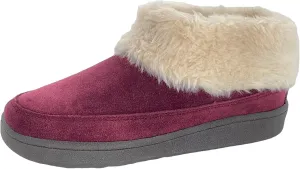 Clarks Womens Slipper Suede Ankle Bootie JMH1883 -Plush Faux Fur Collar and Lining - Indoor Outdoor House Slippers For Women (9 M US, Burgundy)