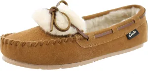 Clarks Women's Suede Moc Indoor and Outdoor Slipper (Cinnamon Fur, 11)