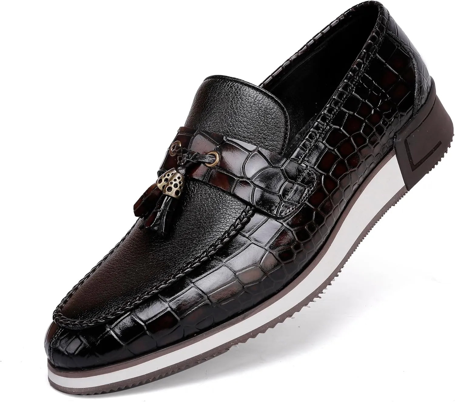 Classic Men's Tassel Dress Sneakers Shoes Fashion Business Loafer Leather Casual Sneakers for Mens