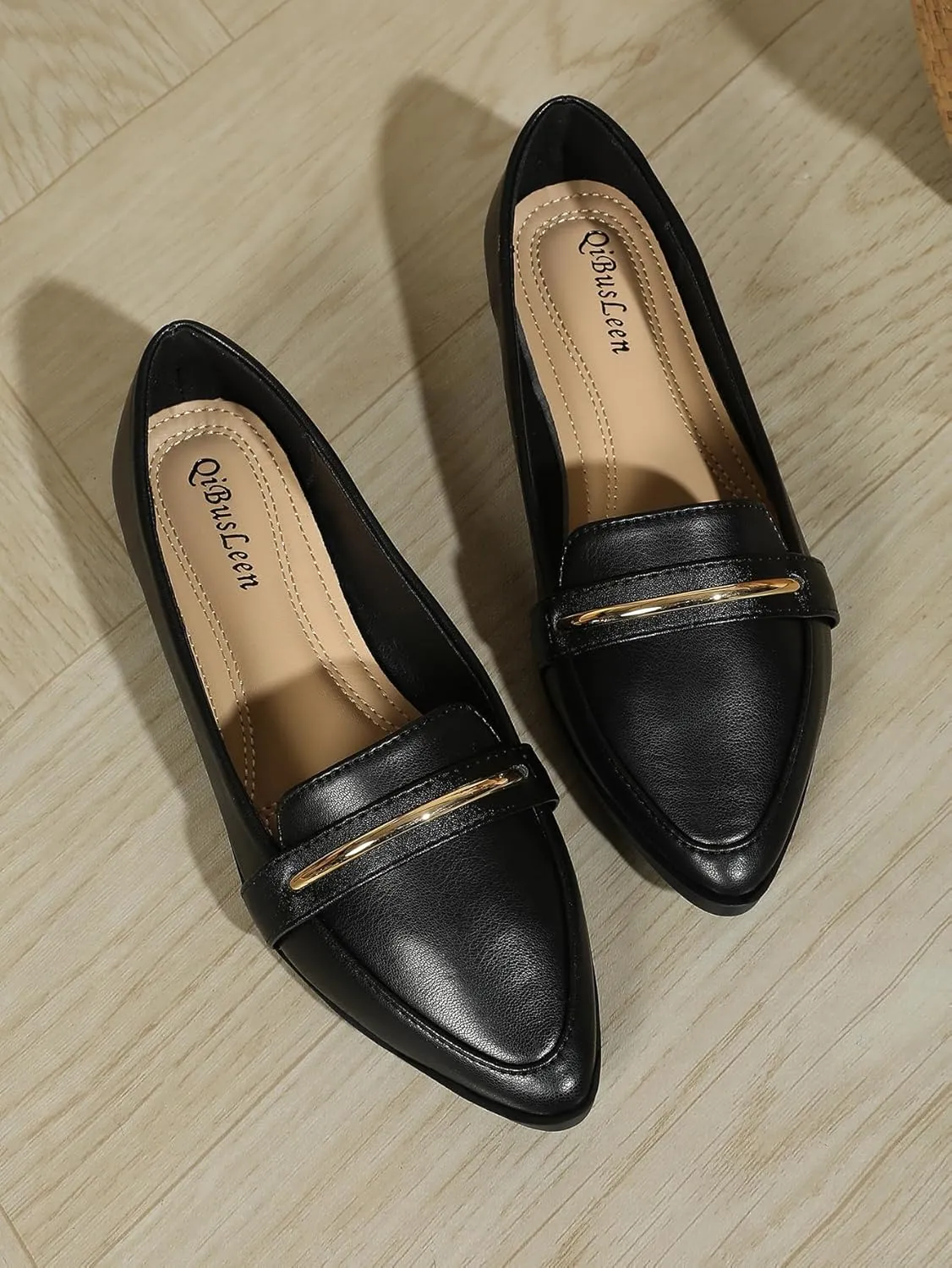 Comfortable Leather Suede Slip On Loafer Flats for Women Casual Work Flat Shoes Women's Pointed Toe Penny Loafers Office Driving Ballet Flats