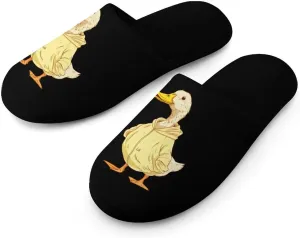 Cool Duck In Sweatshirt Flannel Cotton Slippers Anti-Skid Indoor Outdoor Slippers Closed Toe Slip-on House Shoes