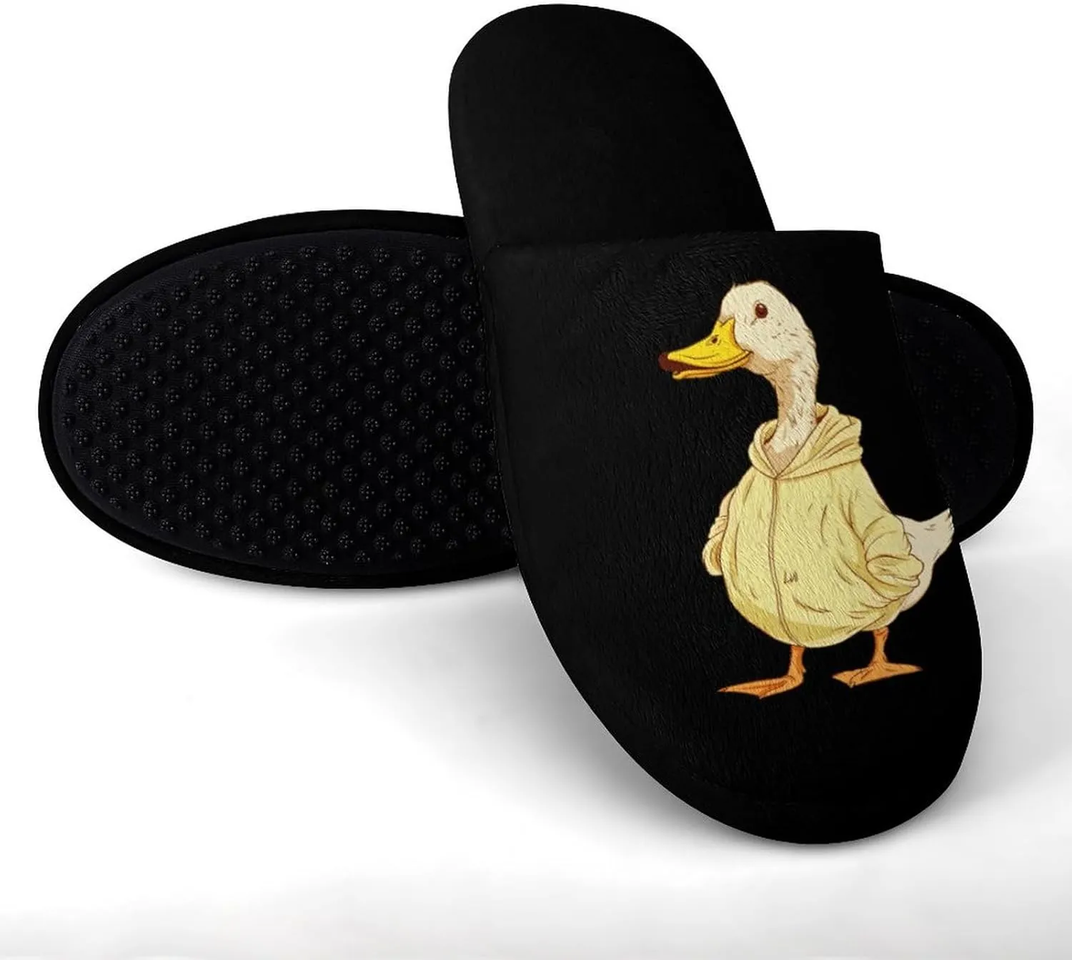 Cool Duck In Sweatshirt Flannel Cotton Slippers Anti-Skid Indoor Outdoor Slippers Closed Toe Slip-on House Shoes
