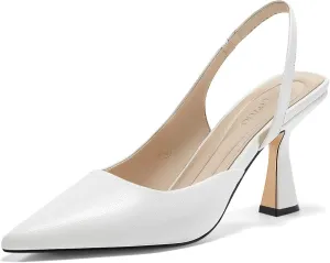 Coutgo Womens Slingback Stiletto High Heels Closed Pointed Toe Pumps D’Orsay Sexy Office Dress Shoes