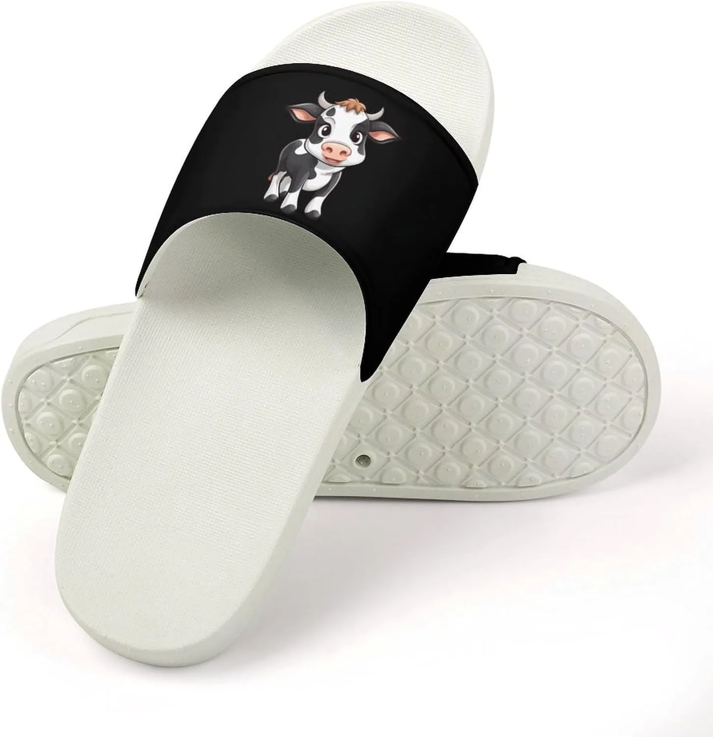 Cow Open Toe Slippers for Women And Men Non Slip Shower Slippers Home Slippers