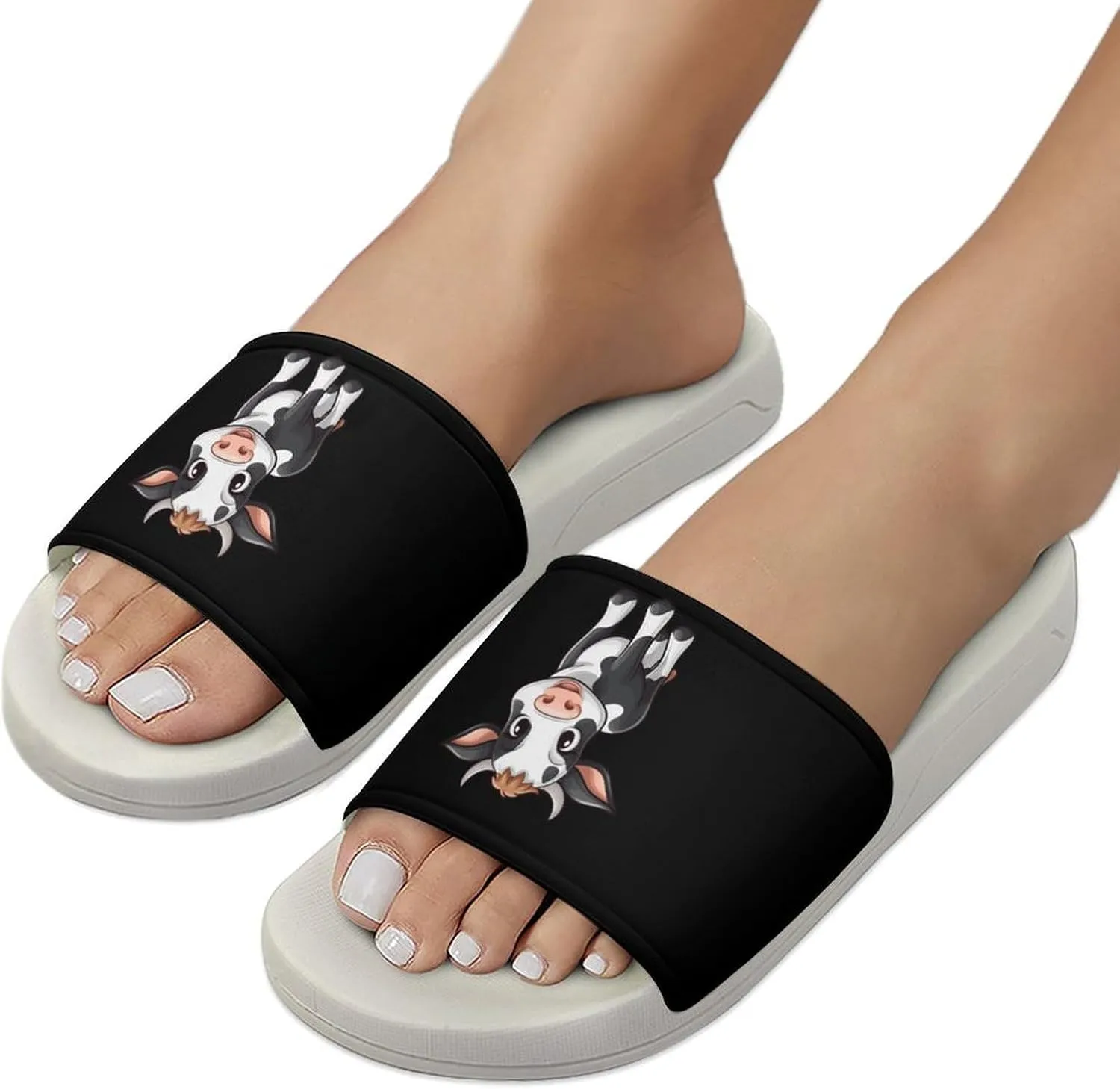 Cow Open Toe Slippers for Women And Men Non Slip Shower Slippers Home Slippers
