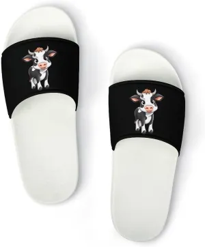 Cow Open Toe Slippers for Women And Men Non Slip Shower Slippers Home Slippers