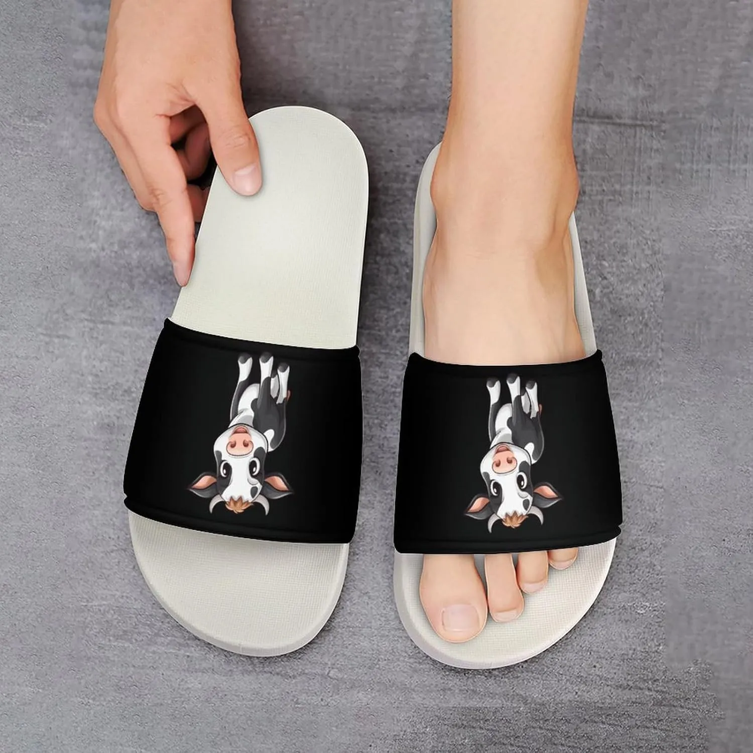Cow Open Toe Slippers for Women And Men Non Slip Shower Slippers Home Slippers