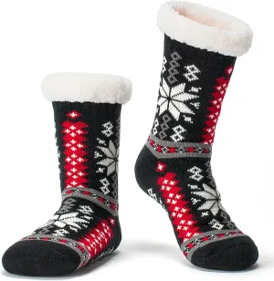 Cozylook Women's Fuzzy Slipper Socks with Non-Slip Grippers, Cozy Fluffy Sherpa Lined, Cute Christmas Gifts