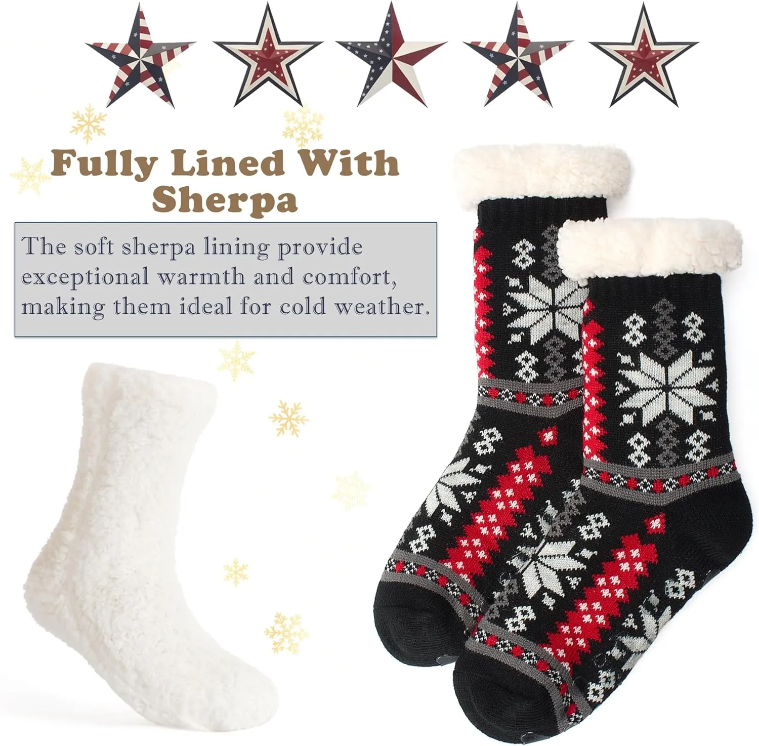 Cozylook Women's Fuzzy Slipper Socks with Non-Slip Grippers, Cozy Fluffy Sherpa Lined, Cute Christmas Gifts