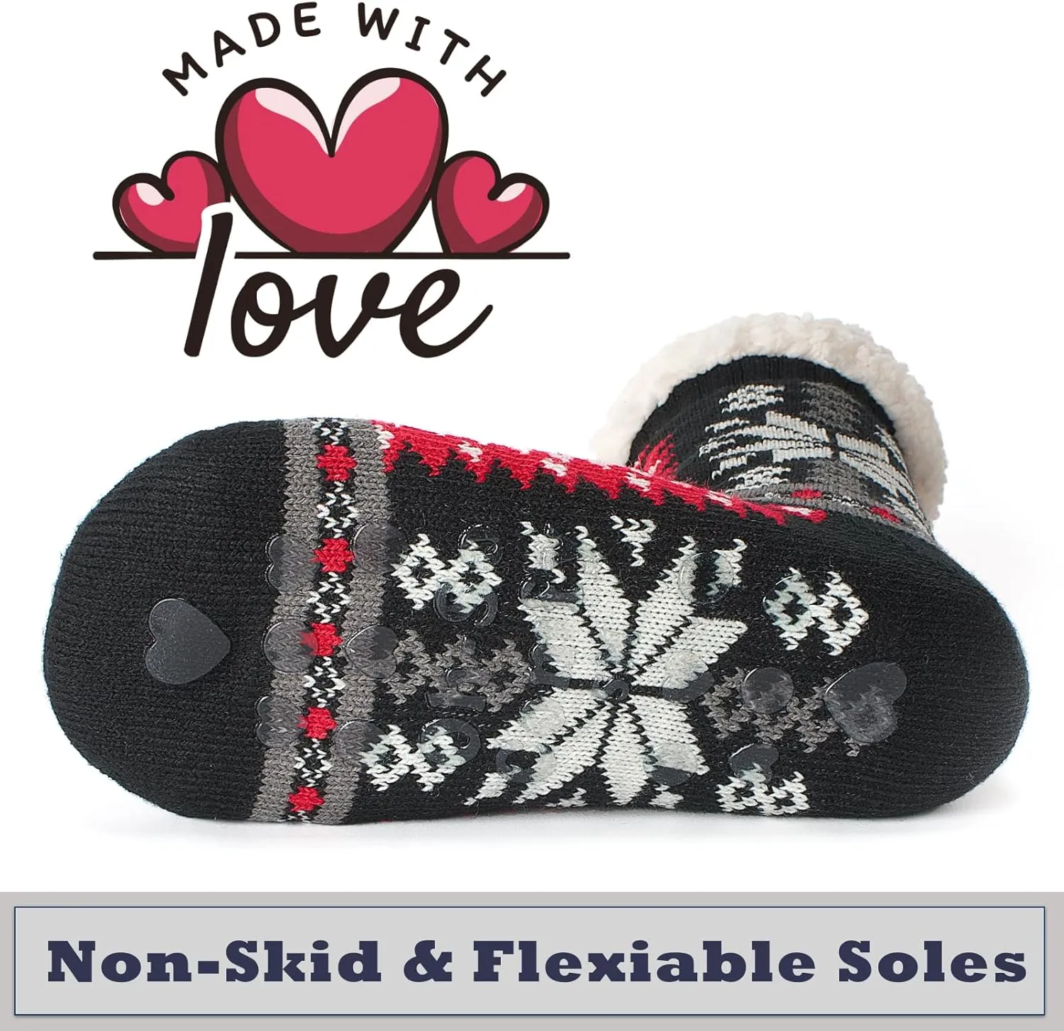 Cozylook Women's Fuzzy Slipper Socks with Non-Slip Grippers, Cozy Fluffy Sherpa Lined, Cute Christmas Gifts