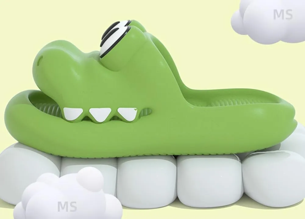 Crocodile Slippers for Women Men Animal Slides Thick Sole House and Outdoor Slippers Non-Slip Comfy Cushion Thick Sandals
