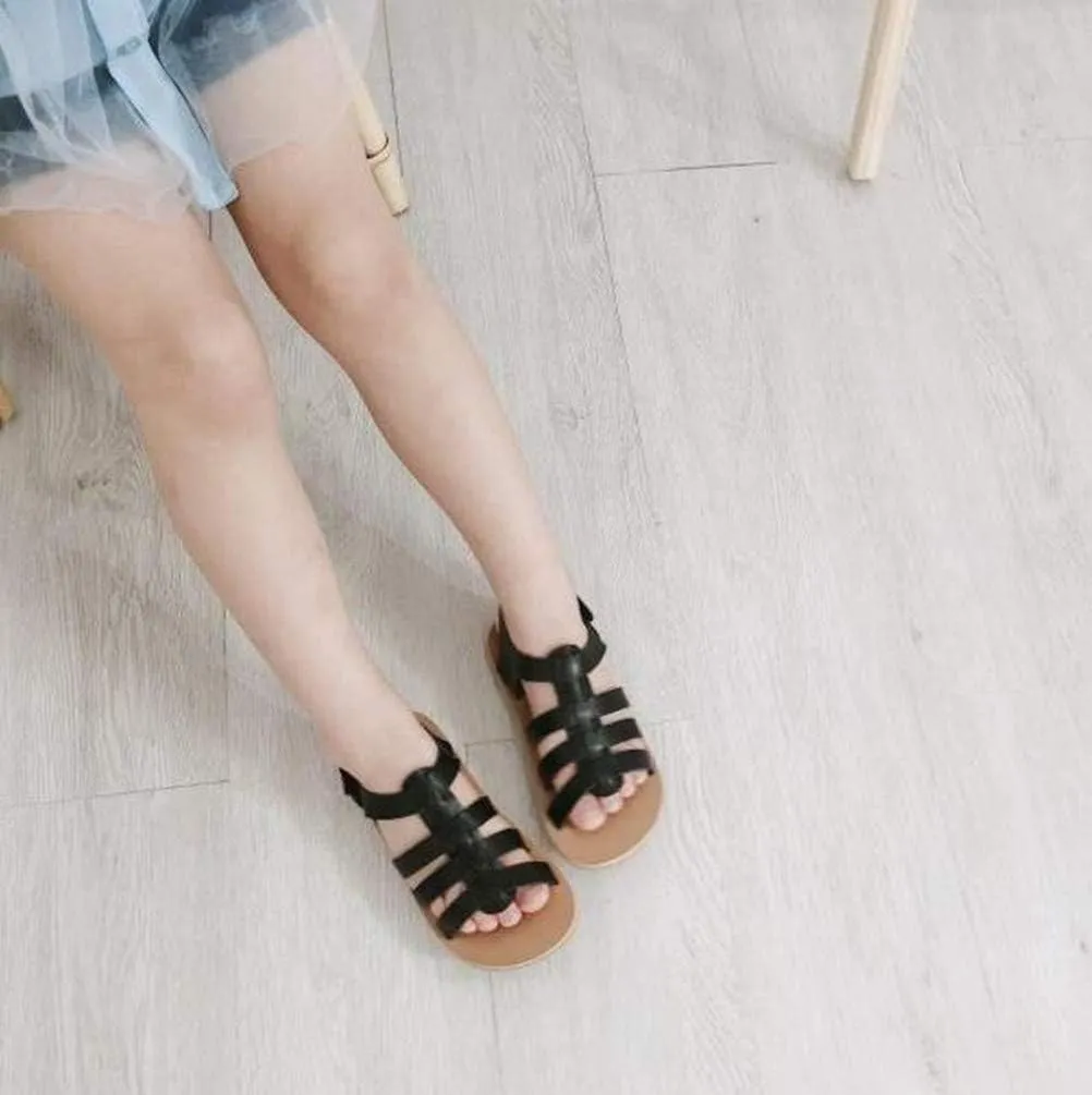 DADAWEN Girl's Summer Beach Water Sandals Soft Sole T-Strap Flat Sandal (Toddler/Little Kid)