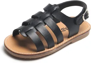 DADAWEN Girl's Summer Beach Water Sandals Soft Sole T-Strap Flat Sandal (Toddler/Little Kid)