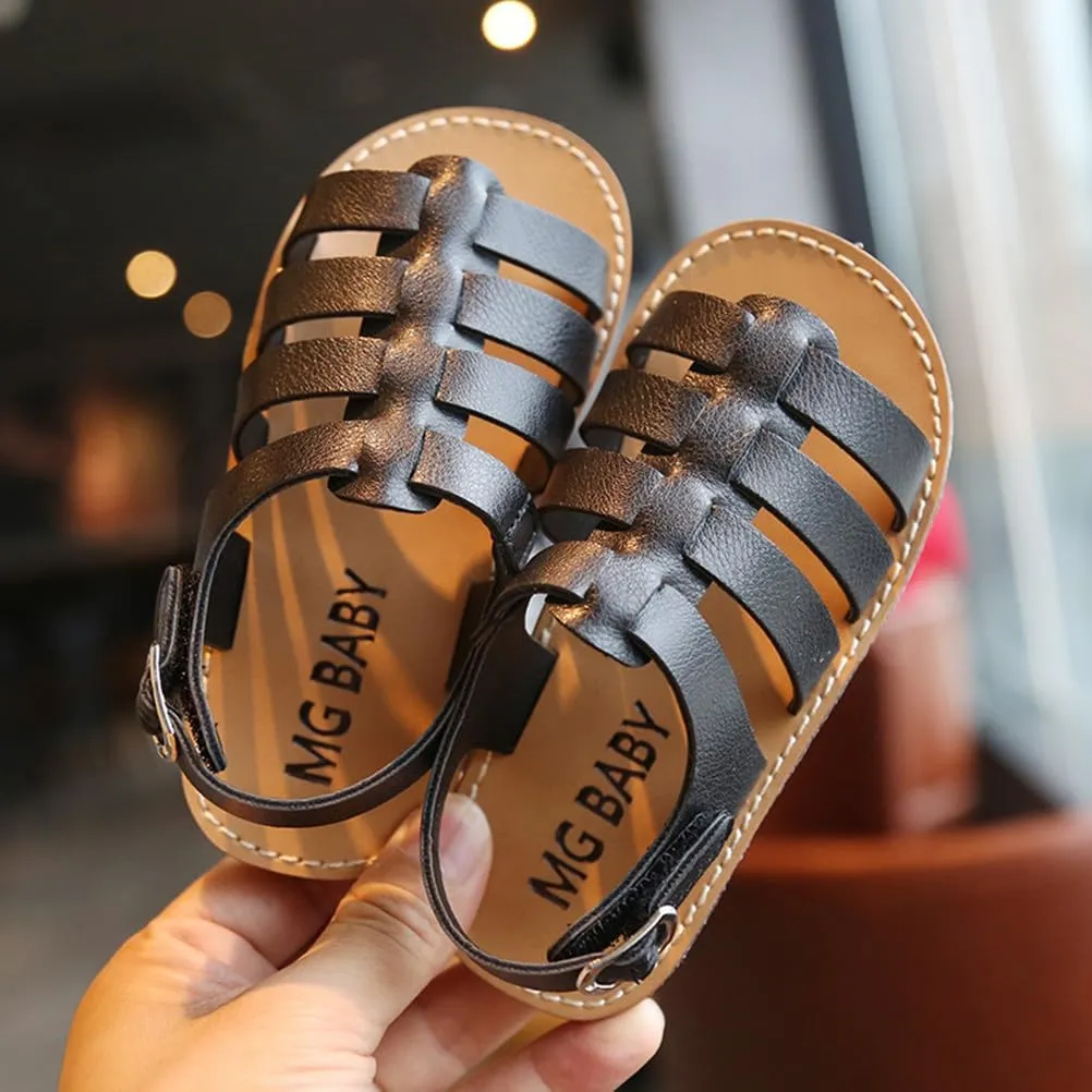 DADAWEN Girl's Summer Beach Water Sandals Soft Sole T-Strap Flat Sandal (Toddler/Little Kid)