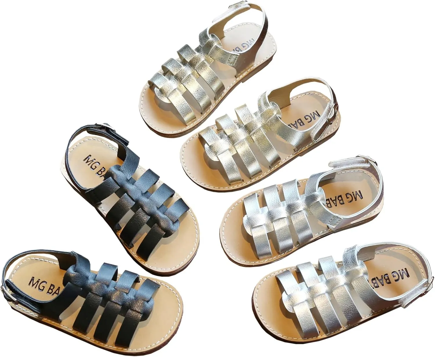 DADAWEN Girl's Summer Beach Water Sandals Soft Sole T-Strap Flat Sandal (Toddler/Little Kid)