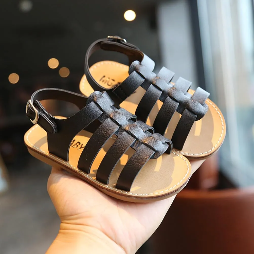 DADAWEN Girl's Summer Beach Water Sandals Soft Sole T-Strap Flat Sandal (Toddler/Little Kid)