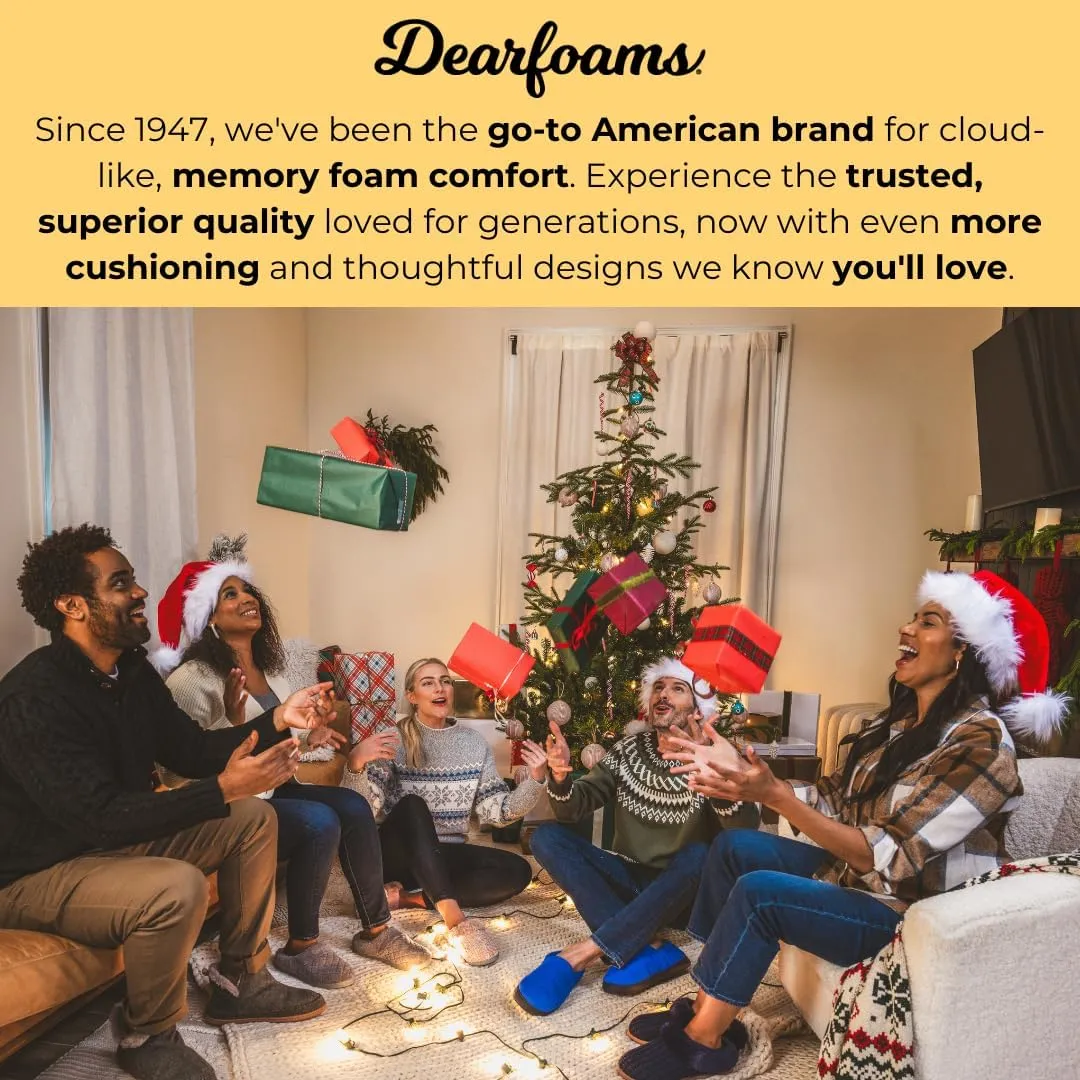 Dearfoams Gifts for Women, Mom, Sister, Wife - Fuzzy Fluffy Memory Foam Slipper - Hannah Knit Clog House Shoe House Slipper