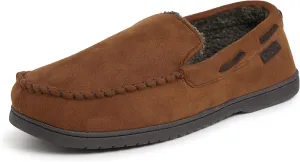 Dearfoams Men's Breathable Memory Foam Indoor Outdoor Keaton Moccasin Slipper with Wide Widths