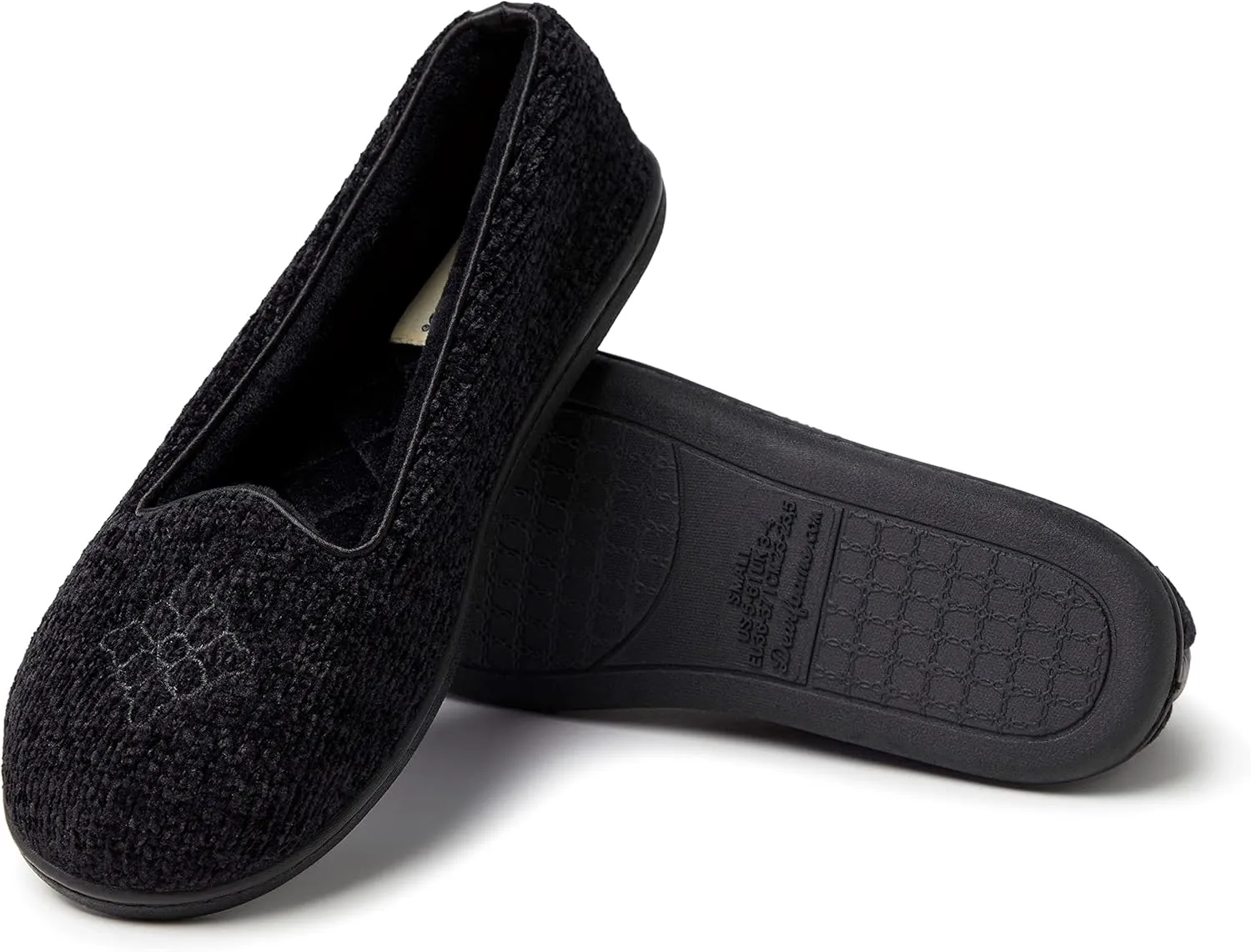 Dearfoams Women's Cozy Memory Foam Indoor Rebecca Closed Back House Ballet Slipper with Wide Widths