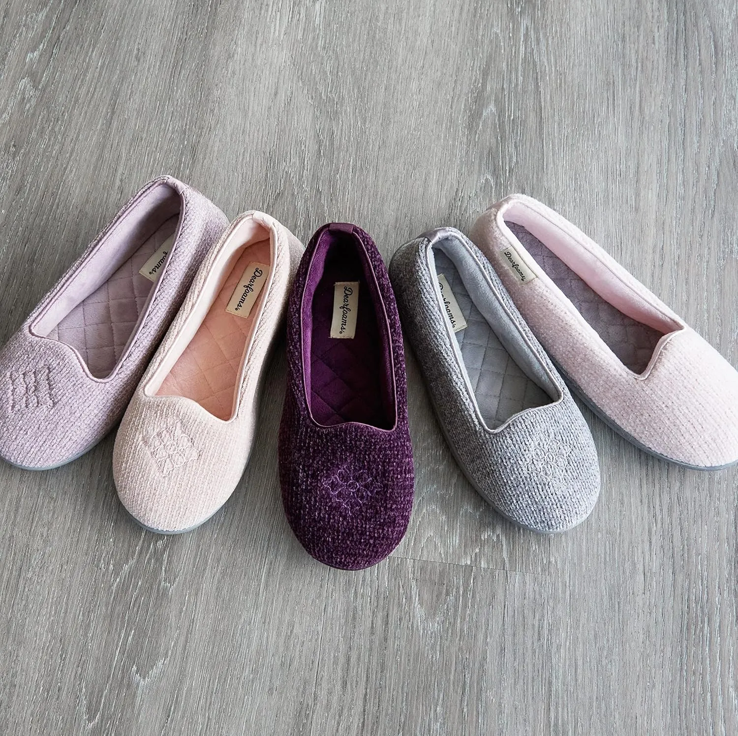 Dearfoams Women's Cozy Memory Foam Indoor Rebecca Closed Back House Ballet Slipper with Wide Widths