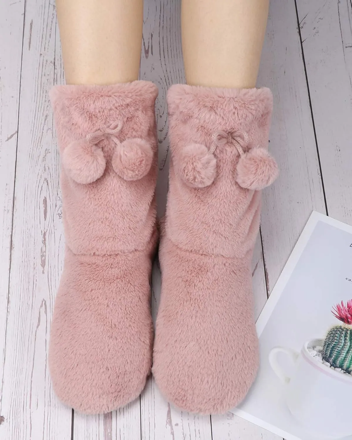 DICUIRD Slipper Socks with Grippers for Women,Winter Cozy&Comfy Boot Slippers for Women