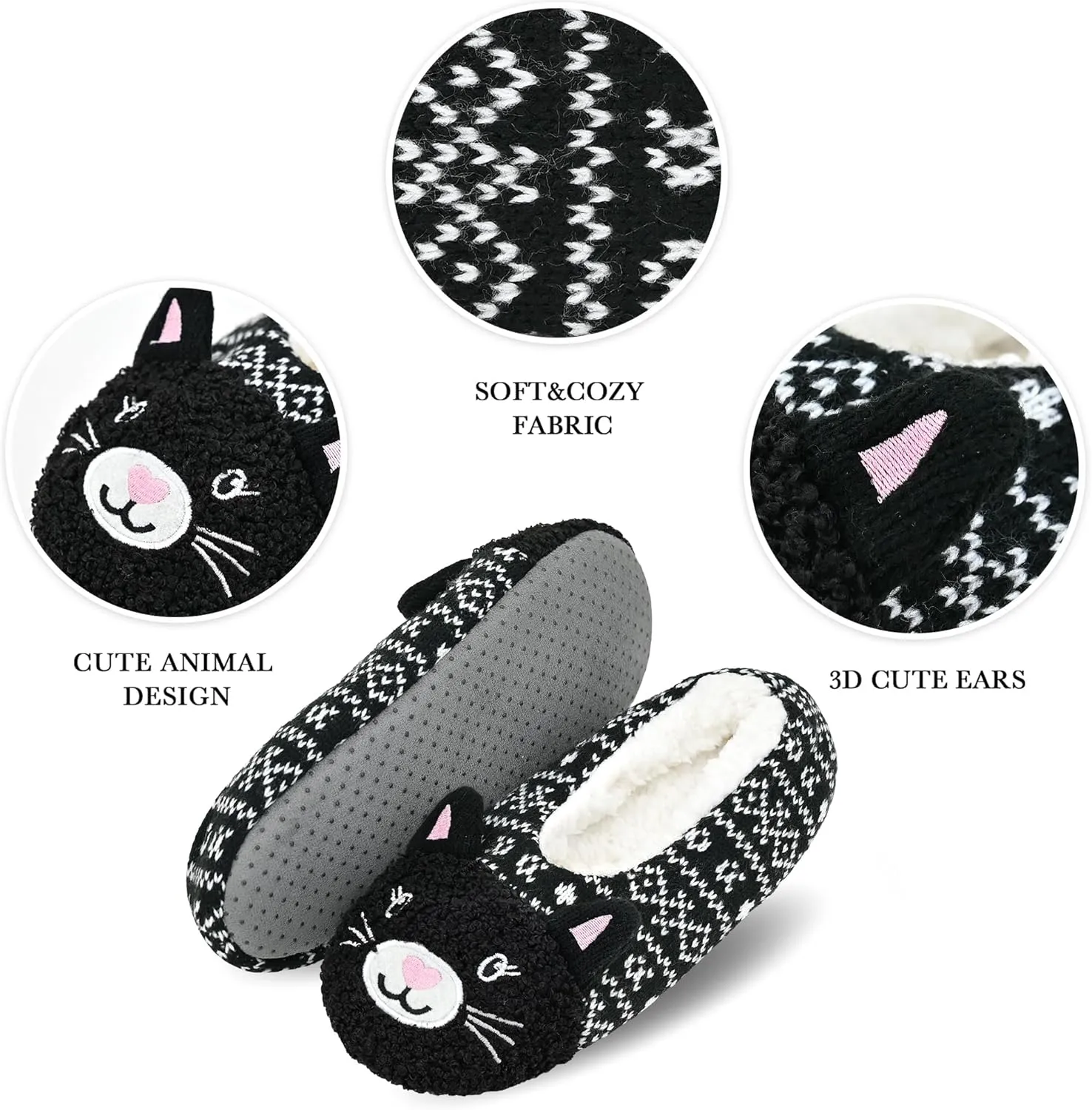 DICUIRD Womens Cute Animal Soft Sole Slipper Socks with Grippers-Fuzzy House Slippers