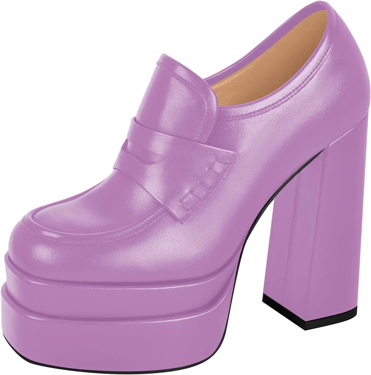 Double Platforms Chunky High Heel Loafers Pumps