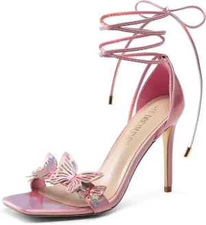 DREAM PAIRS Lace Up High Heels Stilletos Gladiator Open Square Toe Fashion Dressy Wedding Bridal Pumps Sandals
