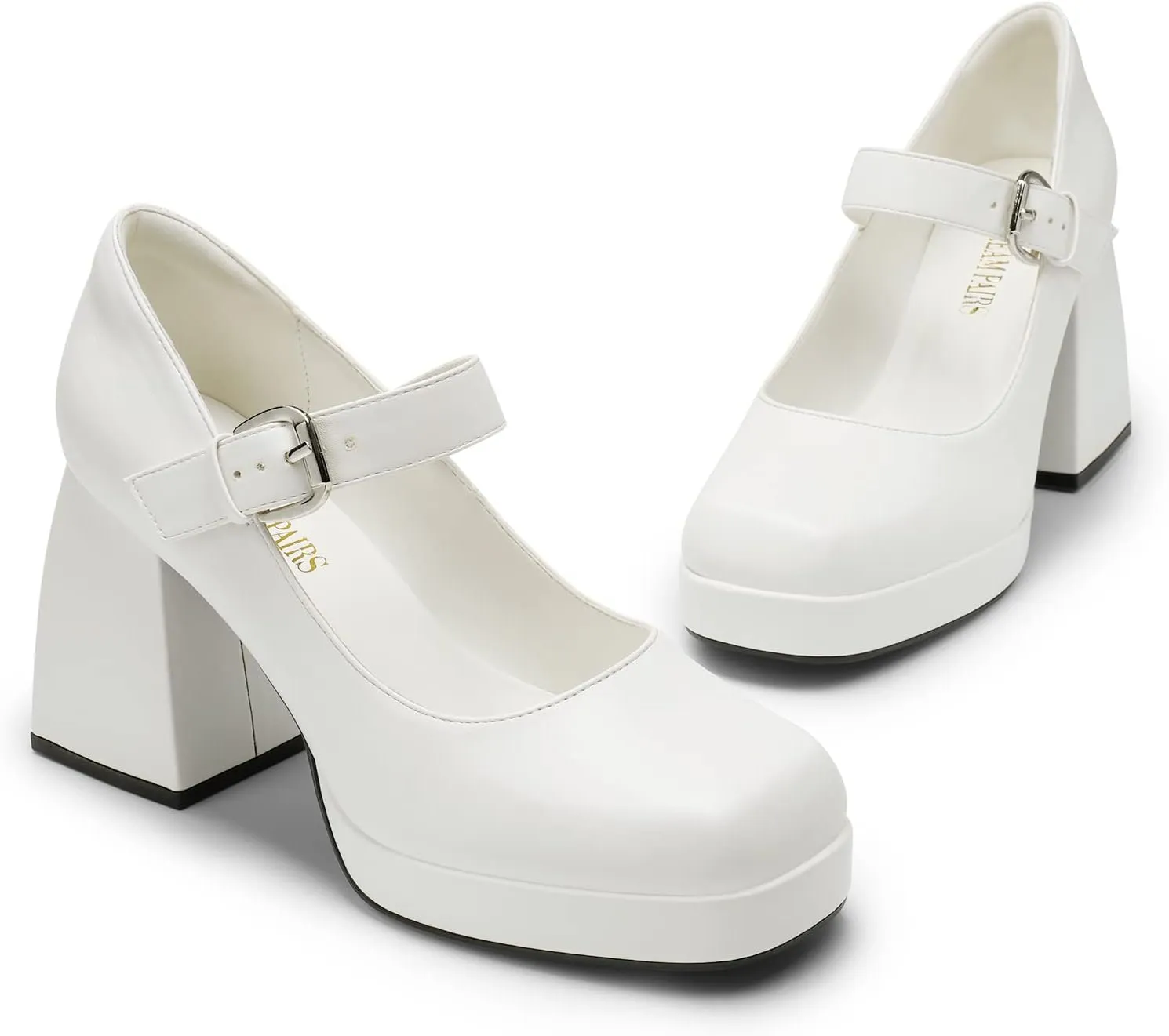 DREAM PAIRS Women's High Chunky Platform Closed Toe Mary Jane Block Heels Square Toe Strappy Dress Wedding Party Pumps Shoes