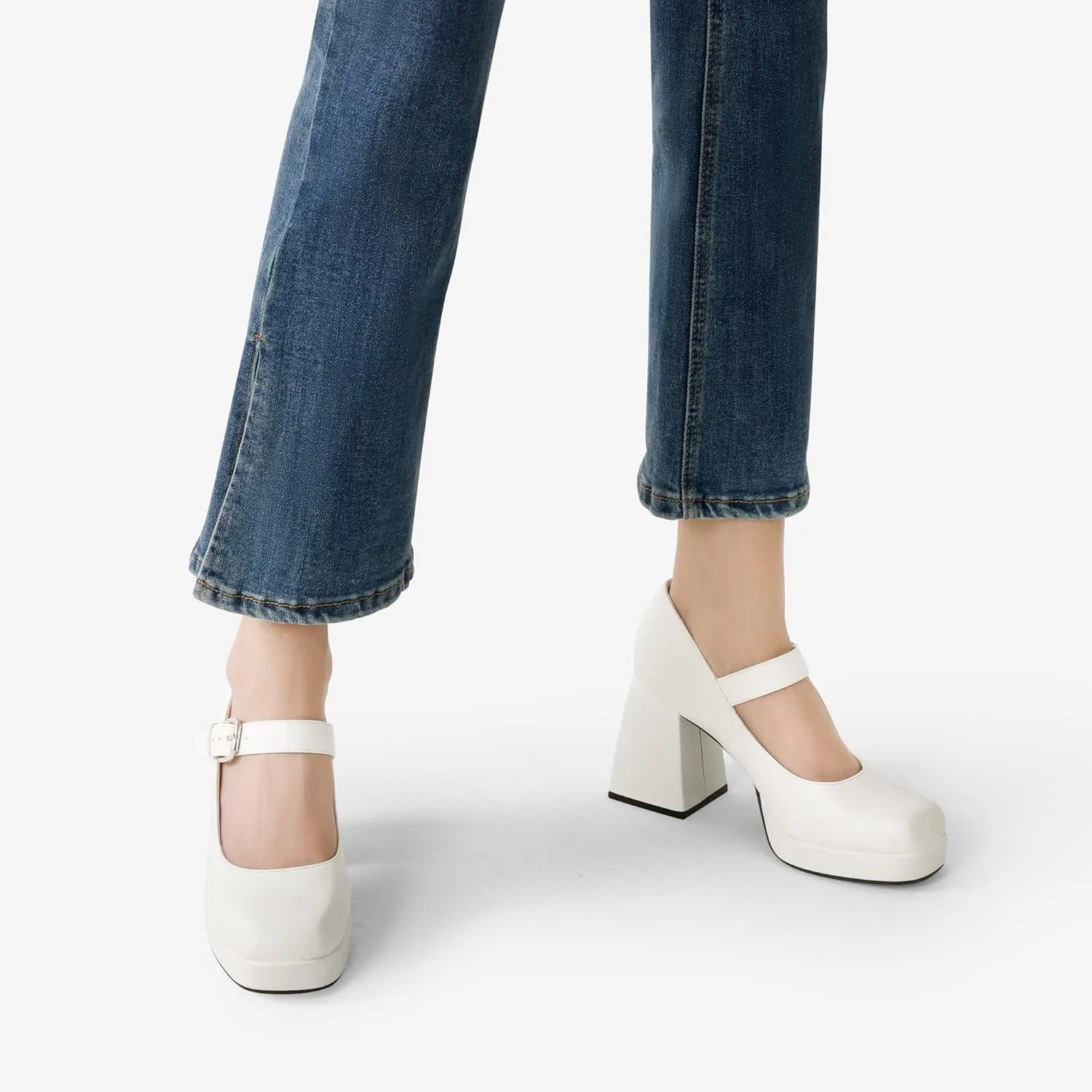 DREAM PAIRS Women's High Chunky Platform Closed Toe Mary Jane Block Heels Square Toe Strappy Dress Wedding Party Pumps Shoes