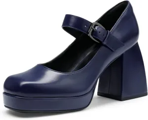DREAM PAIRS Women's High Chunky Platform Closed Toe Mary Jane Block Heels Square Toe Strappy Dress Wedding Party Pumps Shoes