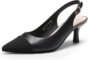 DREAM PAIRS Women's Kitten Heels Slingback Closed Pointed Toe Low Pumps Shoes Women Party Wedding Sexy Casual Dress Shoes