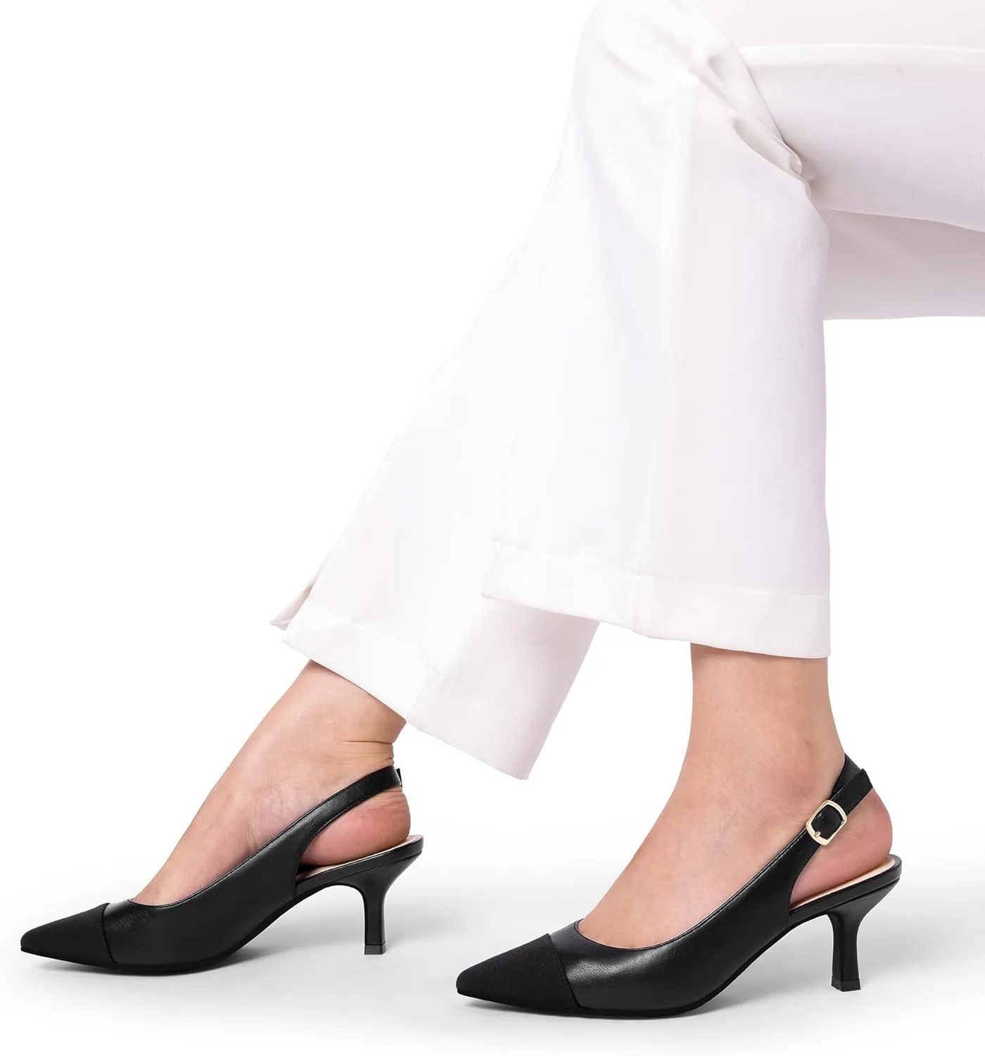 DREAM PAIRS Women's Kitten Heels Slingback Closed Pointed Toe Low Pumps Shoes Women Party Wedding Sexy Casual Dress Shoes