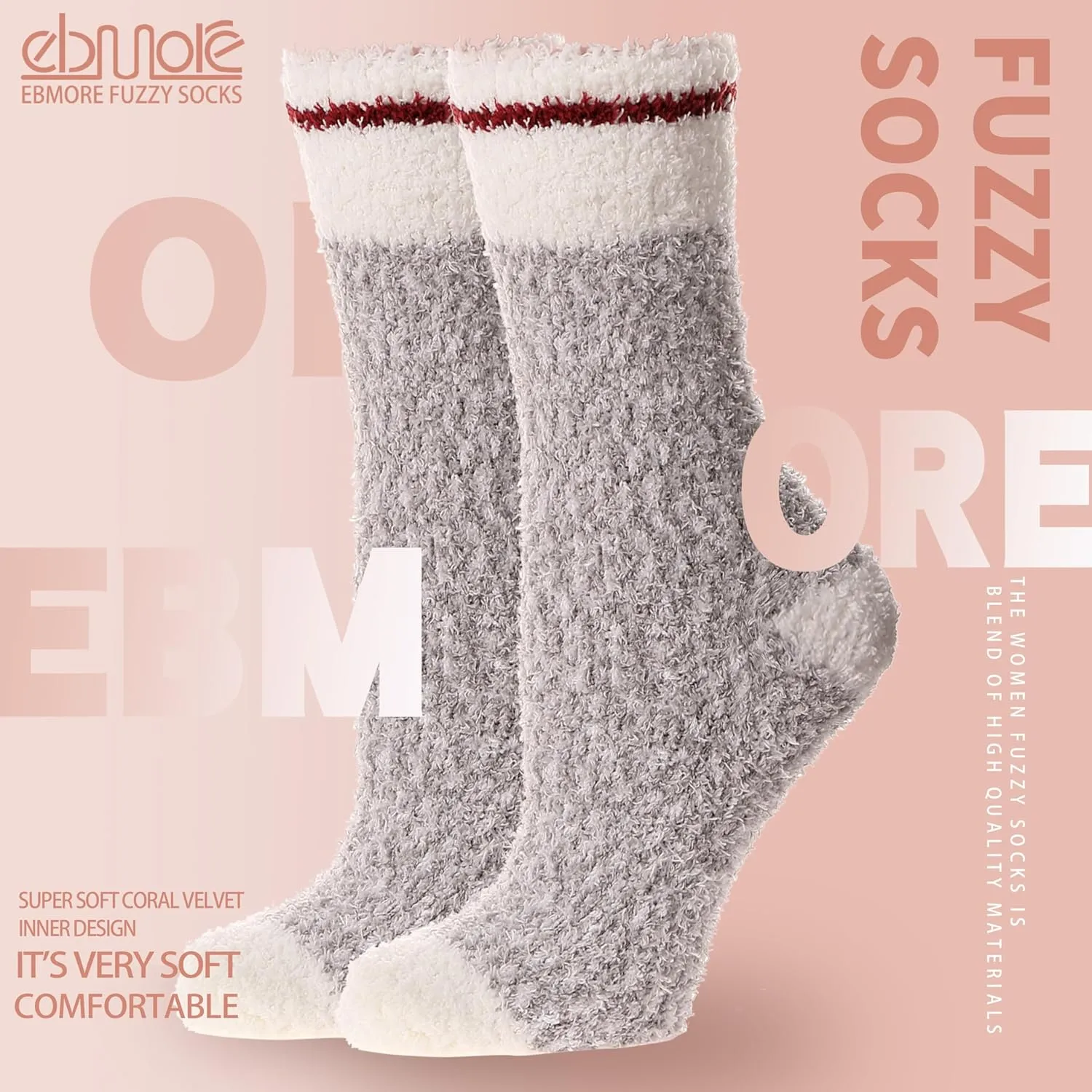 EBMORE Womens Fuzzy Socks Slipper Fluffy Cozy Comfy Cabin Plush Warm Winter Sleep Home Soft Socks