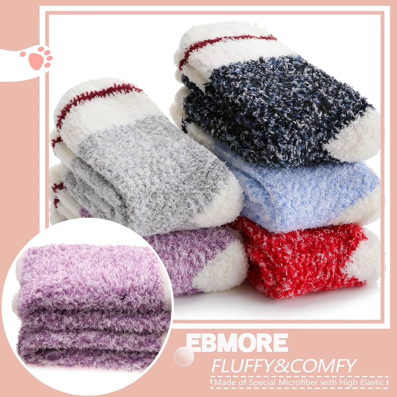 EBMORE Womens Fuzzy Socks Slipper Fluffy Cozy Comfy Cabin Plush Warm Winter Sleep Home Soft Socks