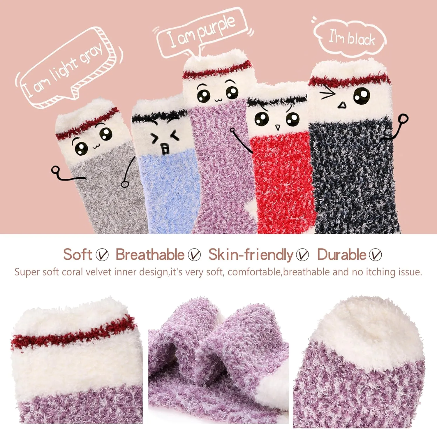 EBMORE Womens Fuzzy Socks Slipper Fluffy Cozy Comfy Cabin Plush Warm Winter Sleep Home Soft Socks