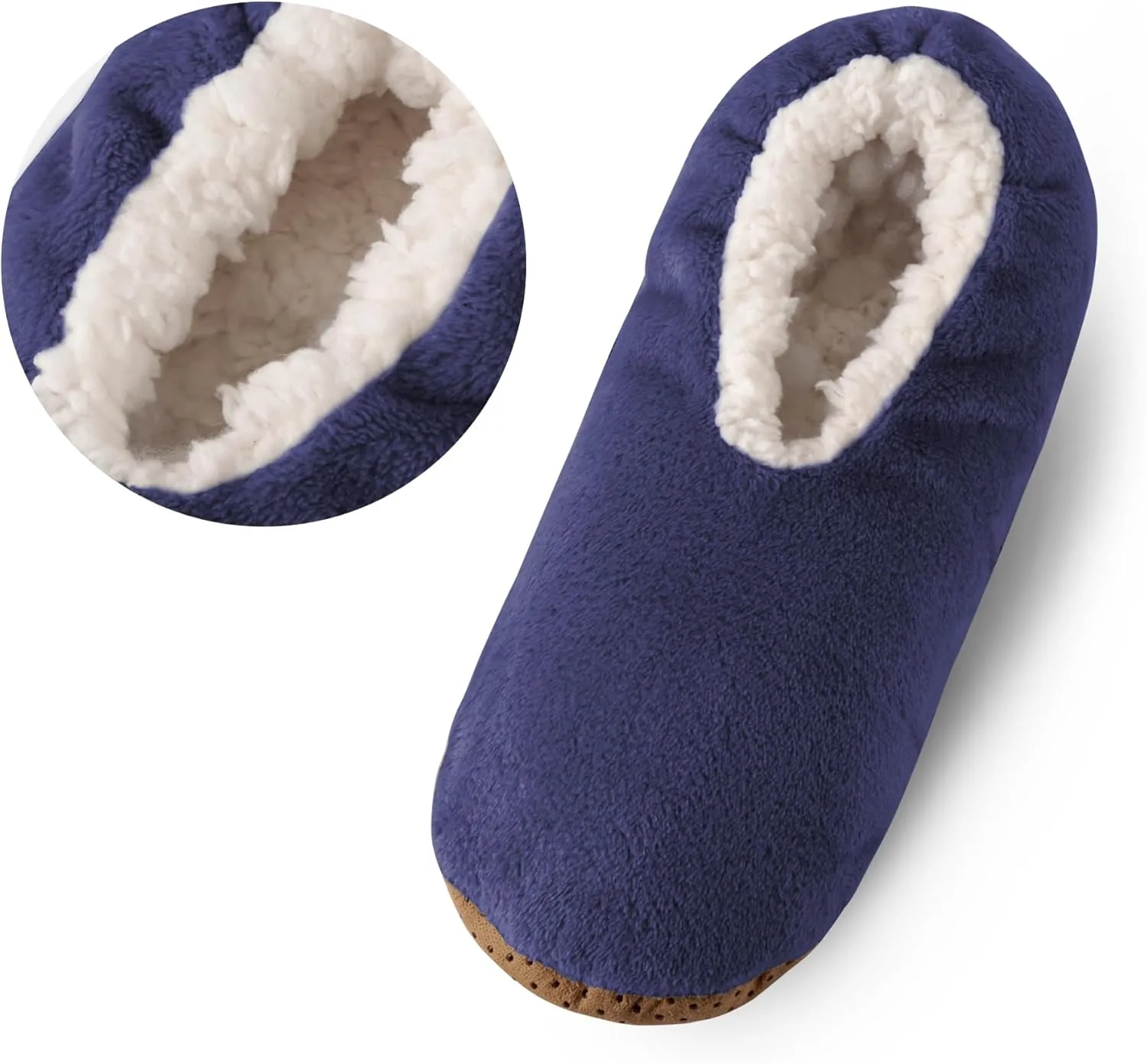 ELFJOY Mens Slipper Socks with Grippers Fuzzy House Slippers for Men Indoor Winter Warm Fleece Lined Sock Slippers