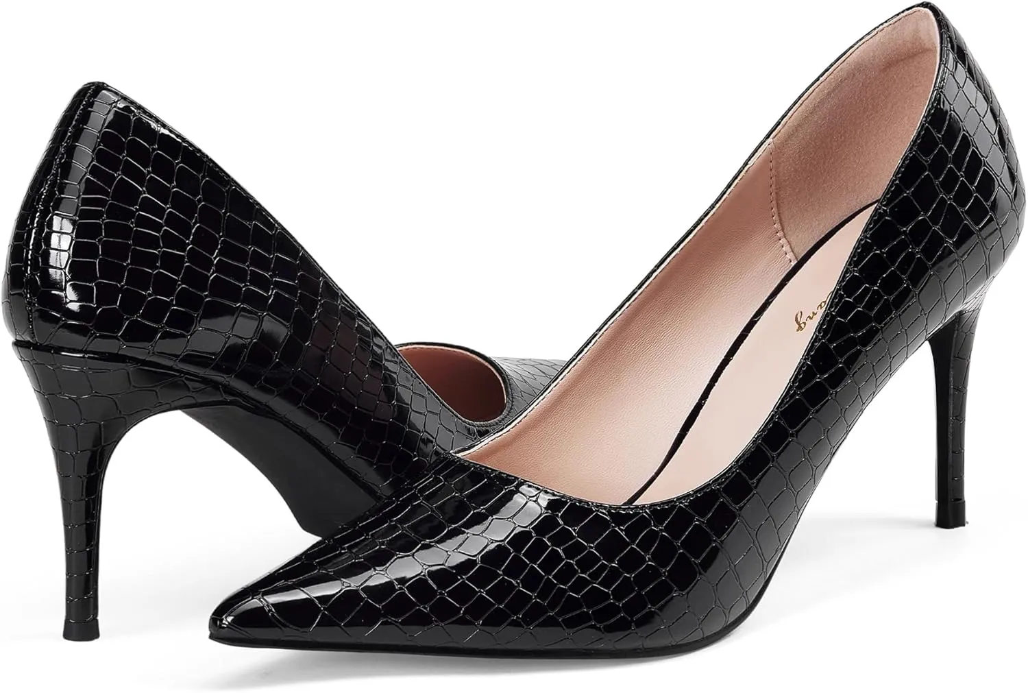 Elisabet Tang 3 in Classic Pointy Pull on Heeled Wedding Pumps - Comfortable Stiletto Closed Toe Dress Heels for Prom Work