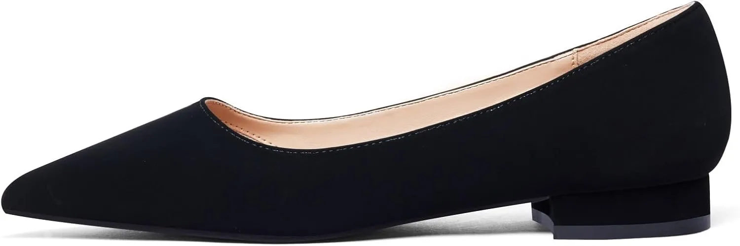 Elisabet Tang Women's Flats Shoes Pointed Toe Casual Chunky Flats Slip on Comfortable Dress Flats Shoes for Lady