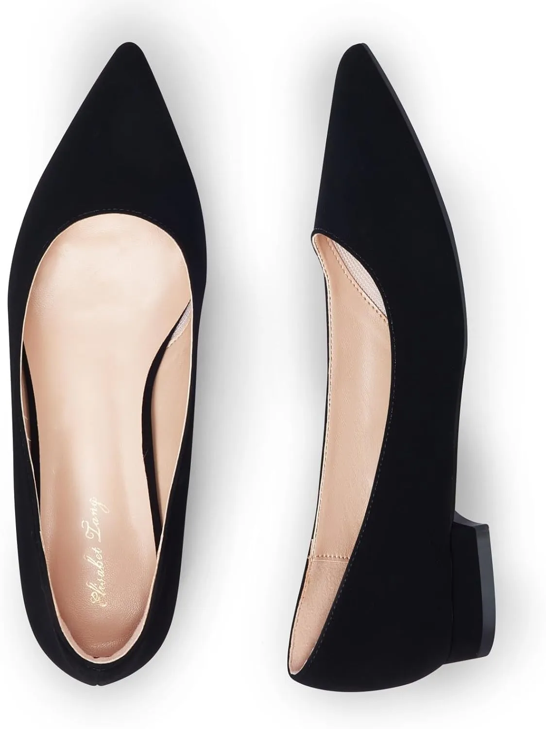 Elisabet Tang Women's Flats Shoes Pointed Toe Casual Chunky Flats Slip on Comfortable Dress Flats Shoes for Lady