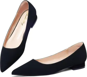 Elisabet Tang Women's Flats Shoes Pointed Toe Casual Chunky Flats Slip on Comfortable Dress Flats Shoes for Lady
