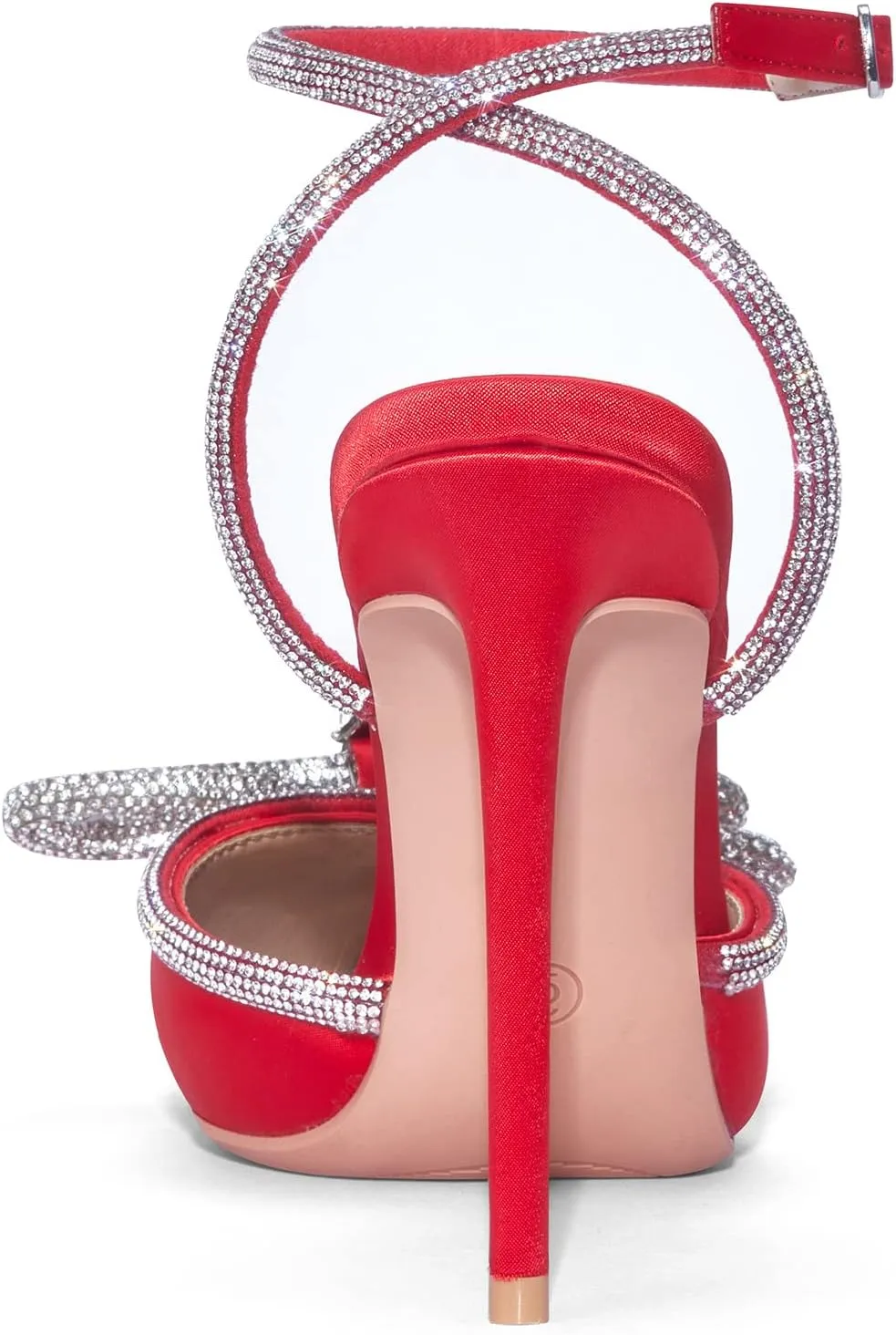 Elisabet Tang Women's High Heel Pumps,Satin Rhinestone Bowknot Lace Up Sandals Pointed Toe Ankle Buckle Straps Pump Stiletto Sandals
