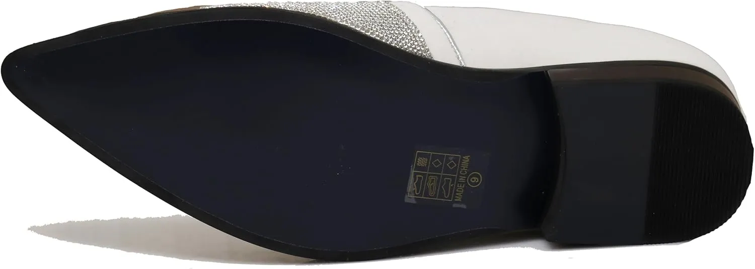 Enzo Romeo Crisiano Men Rhinestone Chrome Toe Suede Pointy Dress Loafer Slip On Shoes