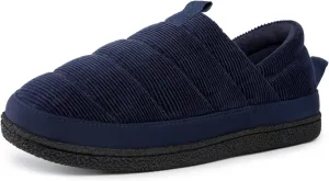 EverFoams Men's Quilted Slippers Soft Comfy Corduroy Closed-back Indoor Outdoor Memory Foam House Shoes