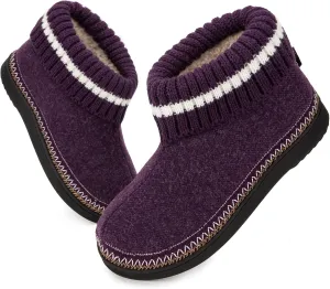 EverFoams Women's Bootie Slippers Non-slip Comfy Winter Indoor House Shoes with Knitted Collar