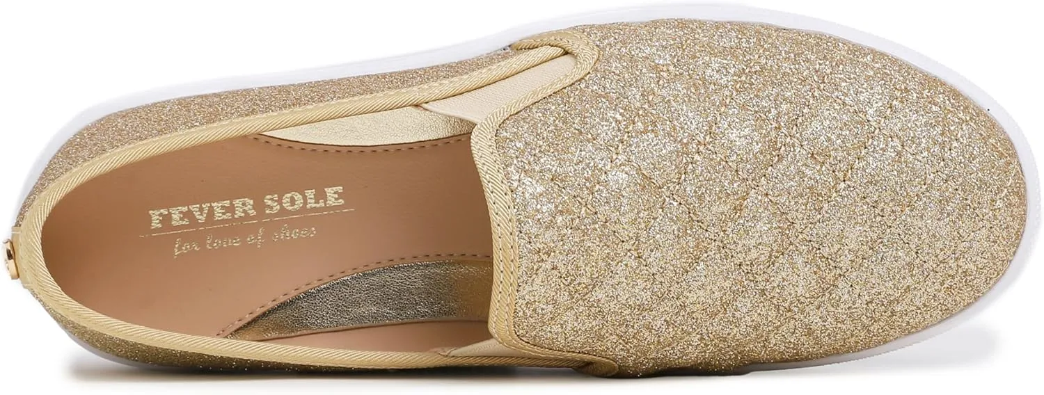 FEVERSOLE Women's Casual Slip On Sneaker Comfort Quilted Loafer Flats